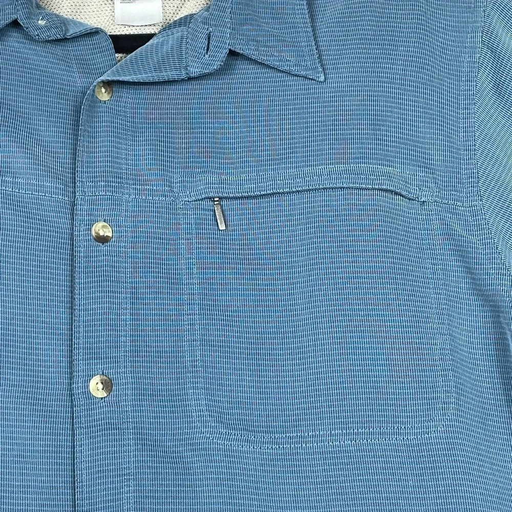 The North Face Men's Blue Button Up Short Sleeve Outdoor Activewear Shirt - Sz L